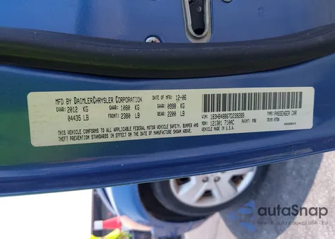 2007 Dodge Caliber Sxt from USA, damaged, VIN 1B3HB48B67D239289